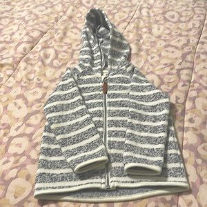Baby boy size 12 months H&M zippered hoodie fleece jacket navy and white